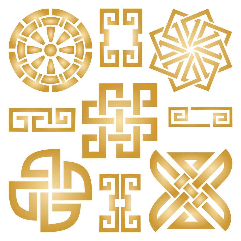 Taoist Symbols Stencil